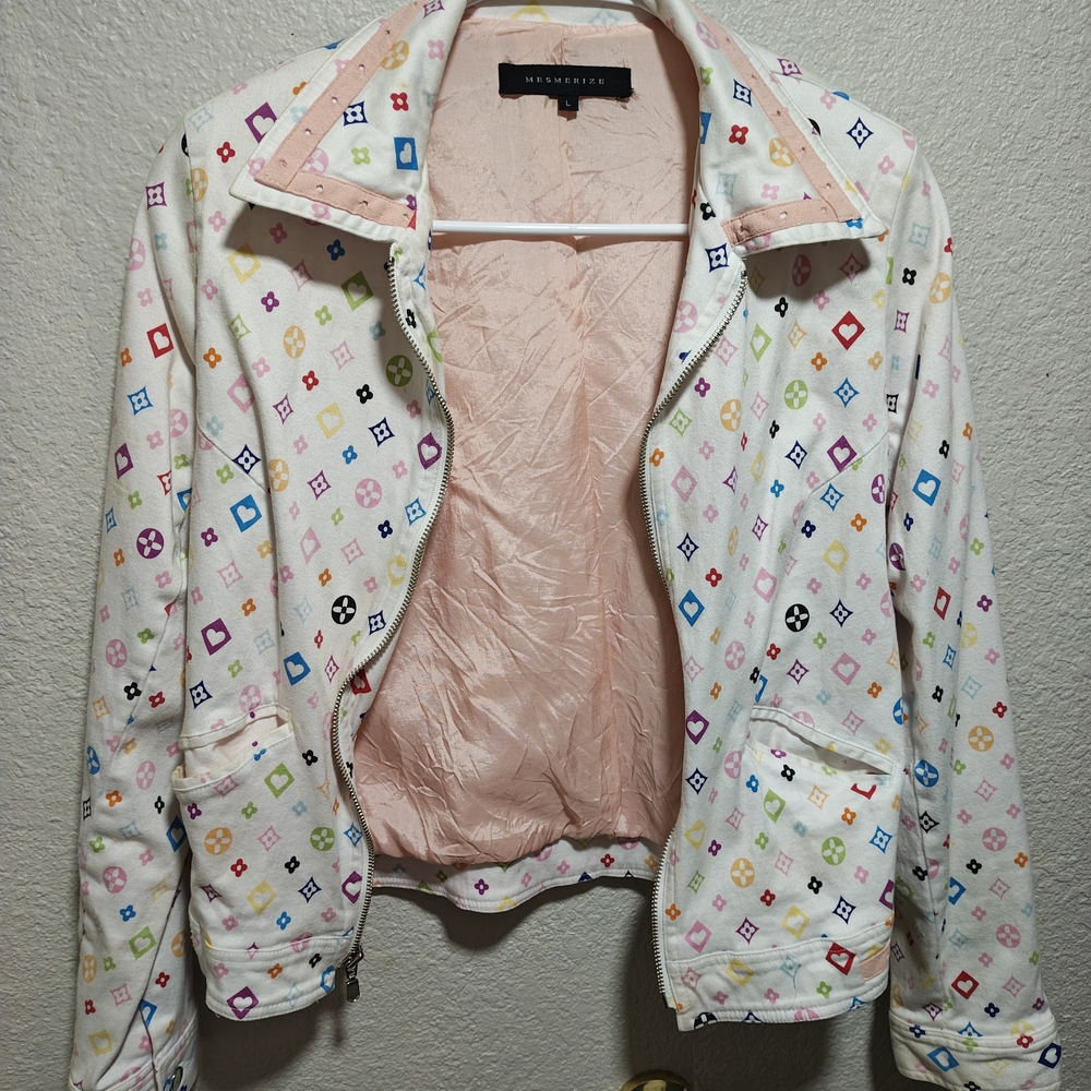 Multicolor Patterned Women's Bomber Jacket - Picture 2 of 5